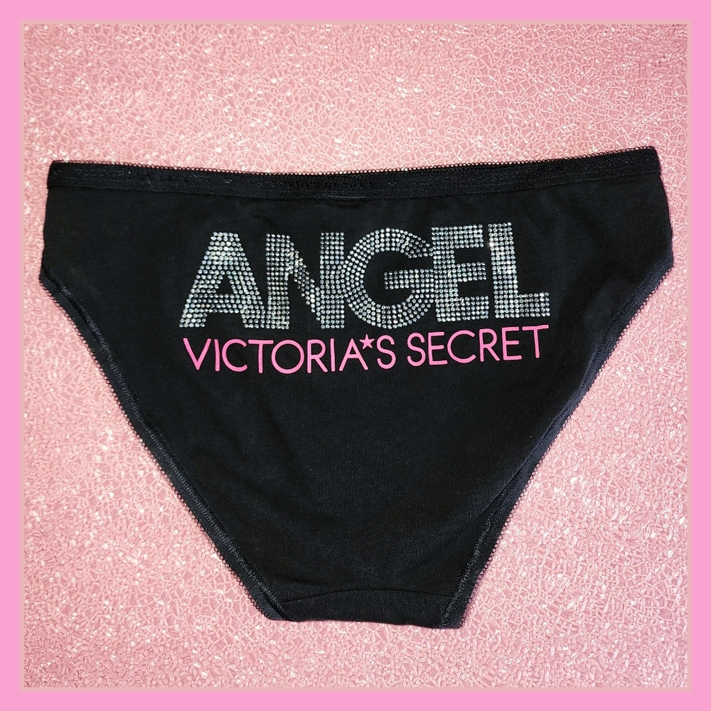 VS Angel Bling Panties Vintage Spellout Underwear Women Black Pink